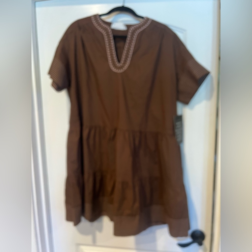 Pomander Place Brown Dress with White Trim